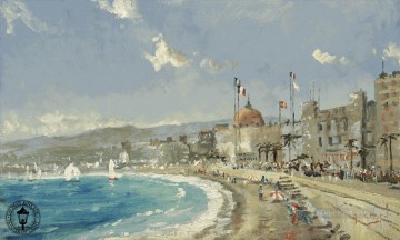 風景 Painting - ニースTKの街並みのビーチ